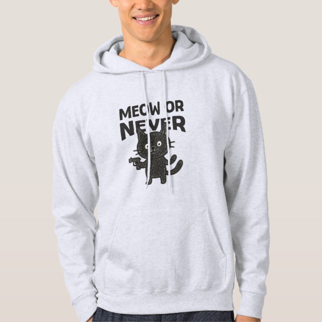 Veste À Capuche Meow or Never – Funny Black Cat (Devant)