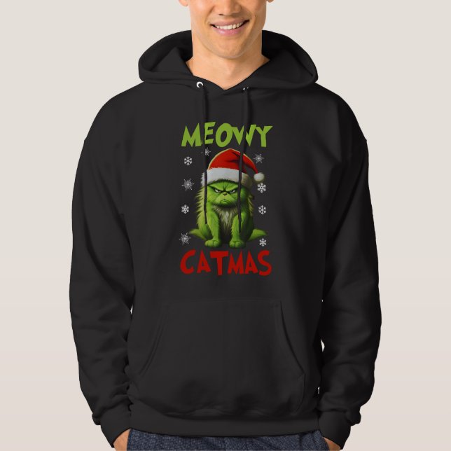 Veste À Capuche Meowy Catmas Funny Chat Noël Cadeaux Amoureux de l (Devant)