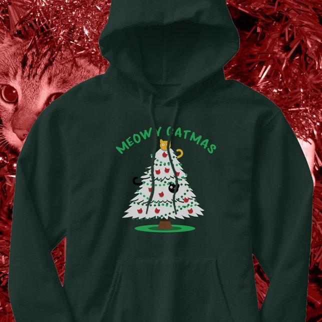 Veste À Capuche Meowy Catmus | Funny Christmas Tree Cats (Créateur téléchargé)