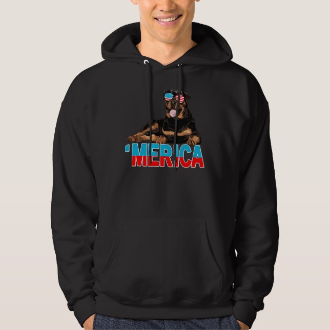 Veste À Capuche Merica Rottweiler Drapeau Américain Lunettes de so (Devant)