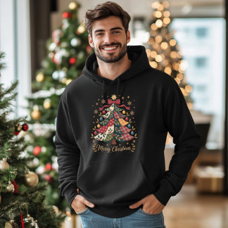 Veste À Capuche Merry Christmas Patchwork Christmas Tree