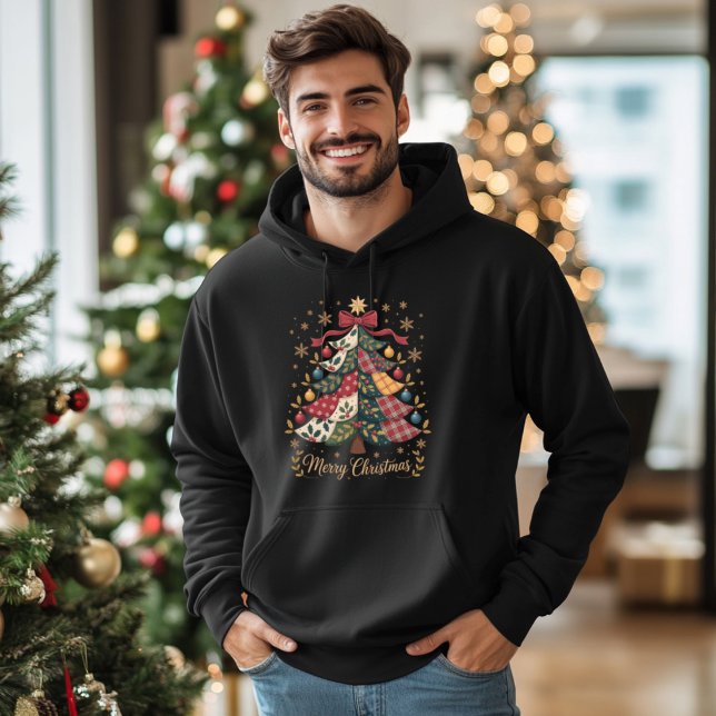 Veste À Capuche Merry Christmas Patchwork Christmas Tree (Créateur téléchargé)