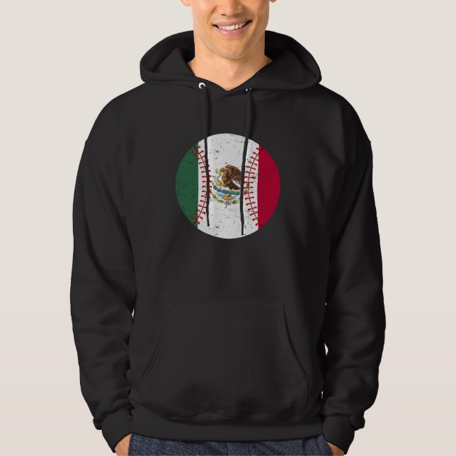 Veste À Capuche Mexico Baseball Flag for Mexican Baseball Fans Vin (Devant)