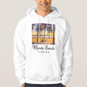 Veste À Capuche Miami Beach Floride Aquarelle Vintage Art
