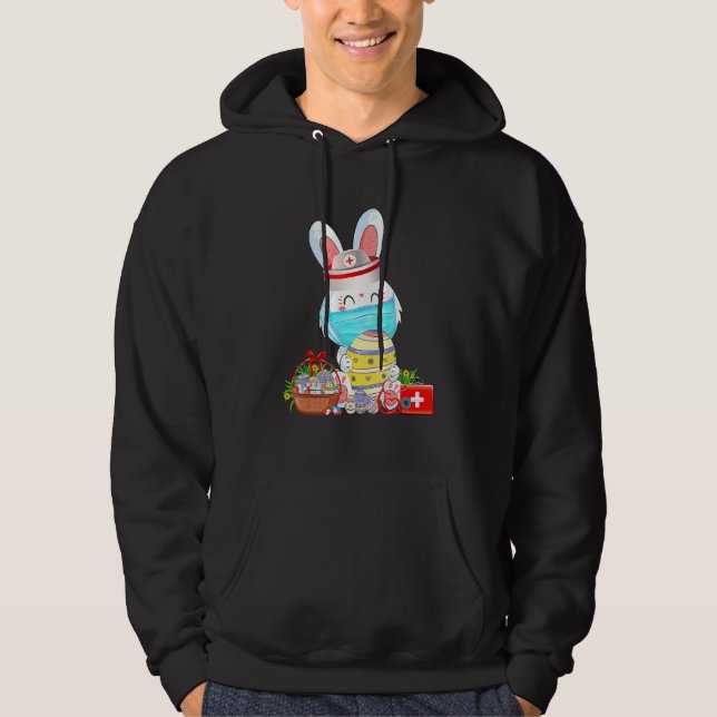 Veste À Capuche Mignonne lapin Pâques Masque Visage Infirmière Ste (Devant)