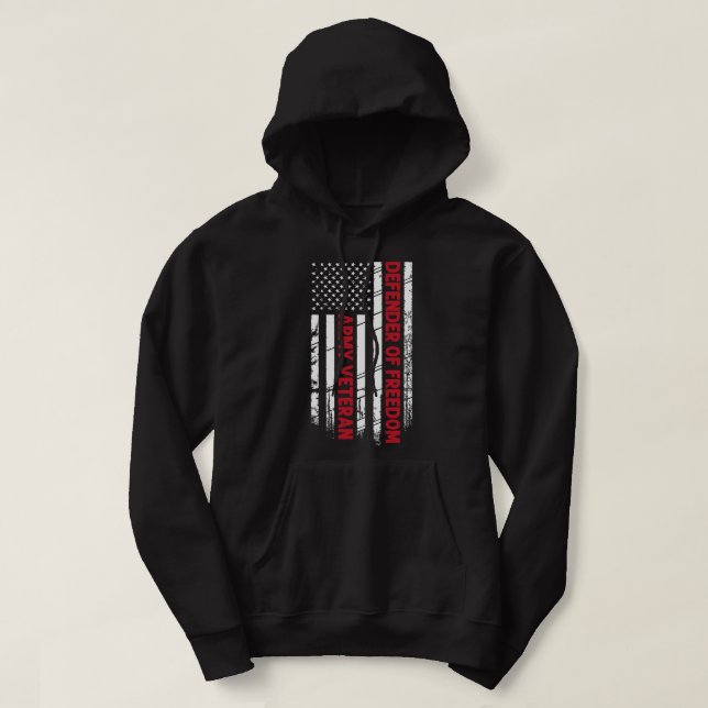 Veste À Capuche Militaire Vétéran Défenseur De La Liberté 34 (Design devant)