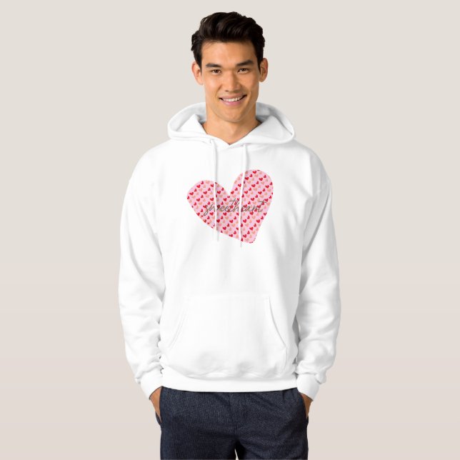 Veste À Capuche mini-coeurs rose rouge et sweatshirt (Devant entier)