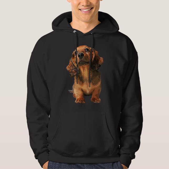 Veste À Capuche Mini Dachshund Long Haired Shaded Chien rouge Chie (Devant)