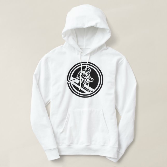 Veste À Capuche Minimalist Skier Racing Downhill Black and White (Design devant)