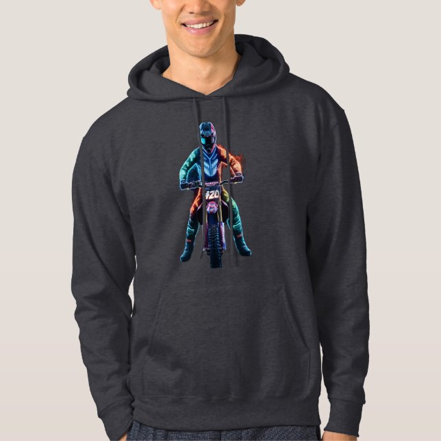 Veste À Capuche Modèle T-shirt Futuriste Neon Motocross Rider (Devant)