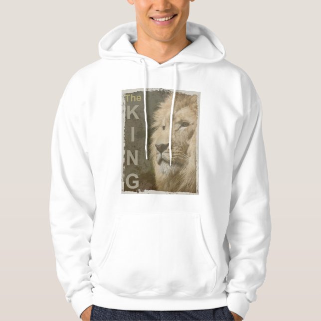 Veste À Capuche Moderne Elégant Pop Art Lion Head Homme's Basic Wh (Devant)