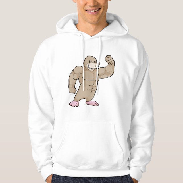 Veste À Capuche Mole comme Bodybuilder avec de grands Muscles (Devant)
