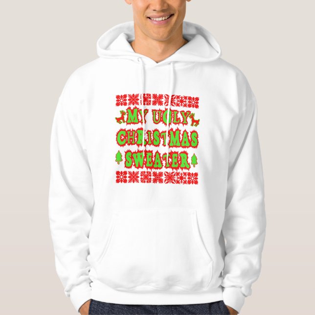 VESTE À CAPUCHE MON CHANDAIL LAID DE NOËL (Devant)