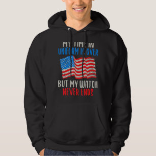 Veste À Capuche Mon Temps En Uniforme Est Terminé Mais Ma Montre N