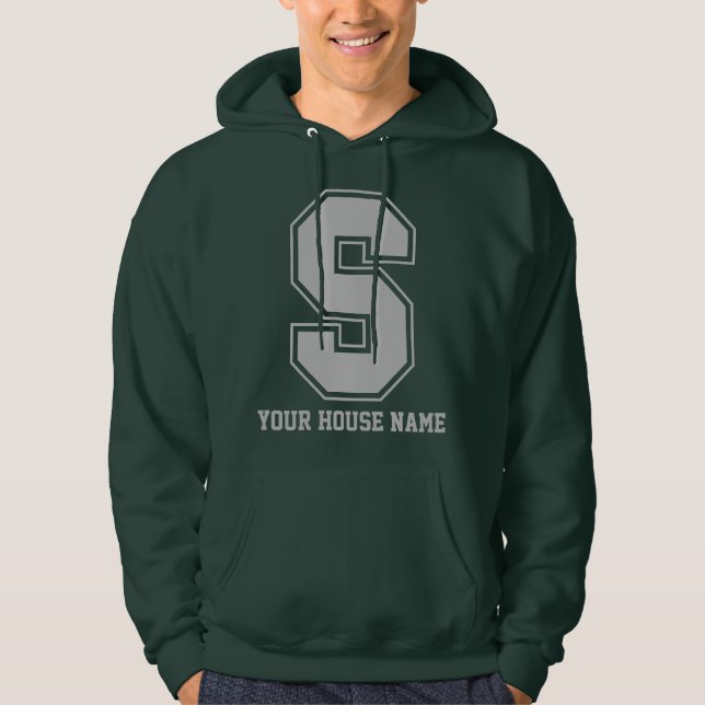 Veste À Capuche Monogram Grey Green College House Initiale S (Devant)
