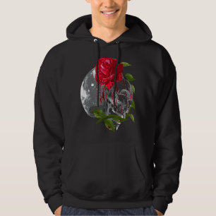 Veste À Capuche Moon Rose Crâne Gothique Illustration Emo Death Me