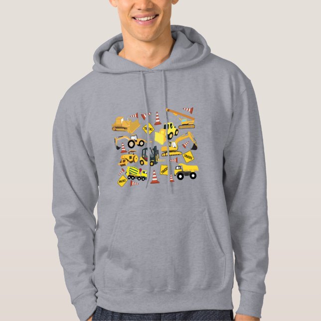 Veste À Capuche Motif de camions de construction (Devant)