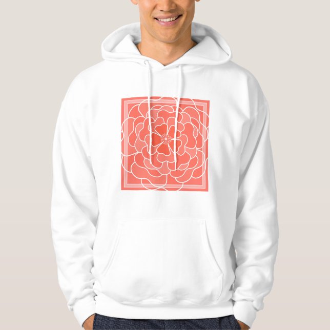 Veste À Capuche Motif de fleurs abstraites orange (Devant)