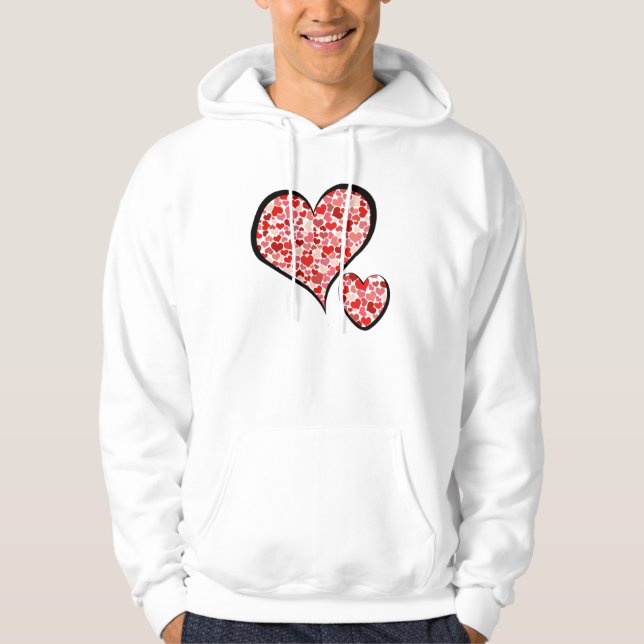 Veste À Capuche Motif Des Coeurs, Des Coeurs Rouges, De L'Amour (Devant)