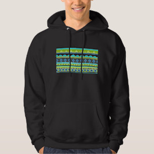 Veste À Capuche Motif tribal vert et bleu au néon