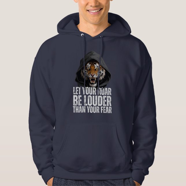 Veste À Capuche Motivational Roaring Tiger Courage Quote (Devant)