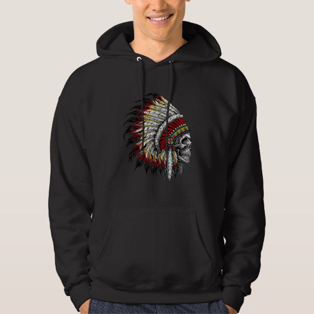 Veste À Capuche Motocyclette en chef indienne amérindienne (Devant)