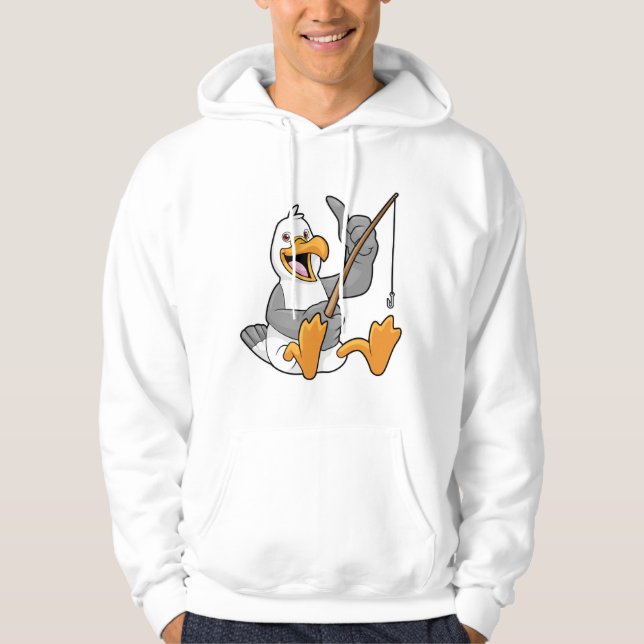 Veste À Capuche Mouette à pêche avec bâton de pêche (Devant)