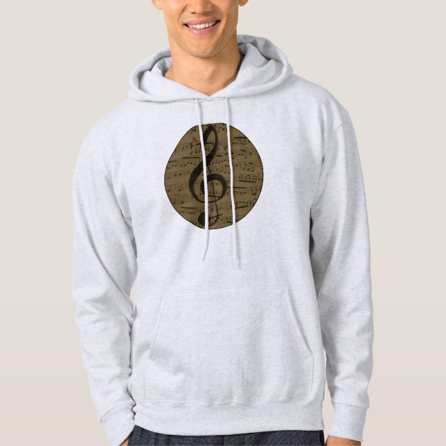 Veste À Capuche Musical Treble Clef Sheet Musique Classique (Devant)