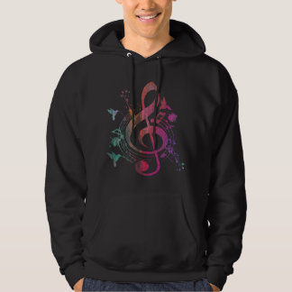 Veste À Capuche Musique Musical Instrument Birds Treble Clef