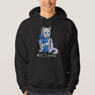 Veste À Capuche National ALS Awareness Month Blue Ribbon Cute Cat