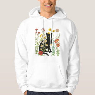Veste À Capuche Nature botanique – Chat noir dans un jardin de fle