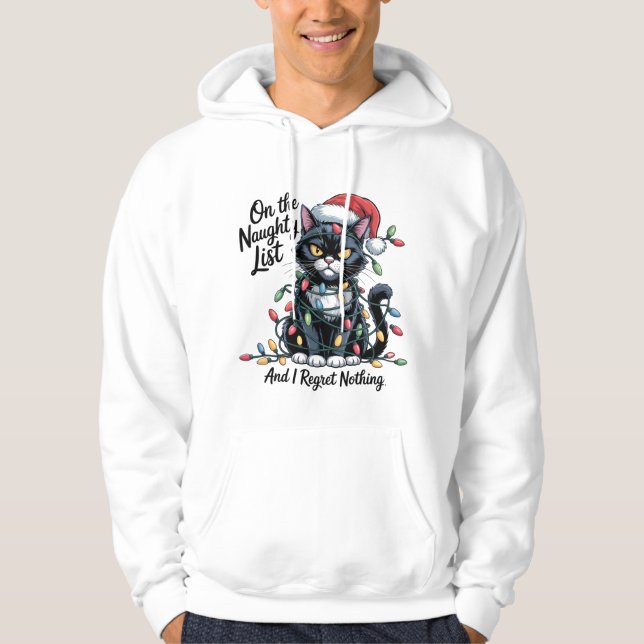 Veste À Capuche Naughty Cat Christmas T-Shirt – Funny Santa Hat  (Devant)