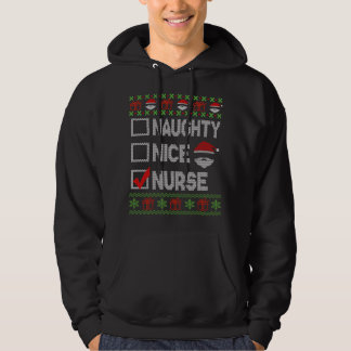 Veste À Capuche Naughty Nice Nurse Xmas Père Noël Ugly Sweater Fun