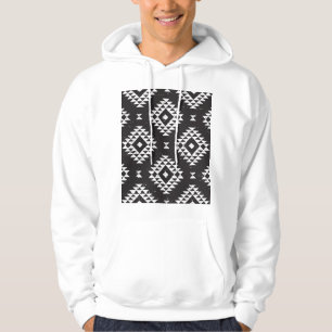 Veste À Capuche Navajo Géométrique : Tribal Blanc Noir.