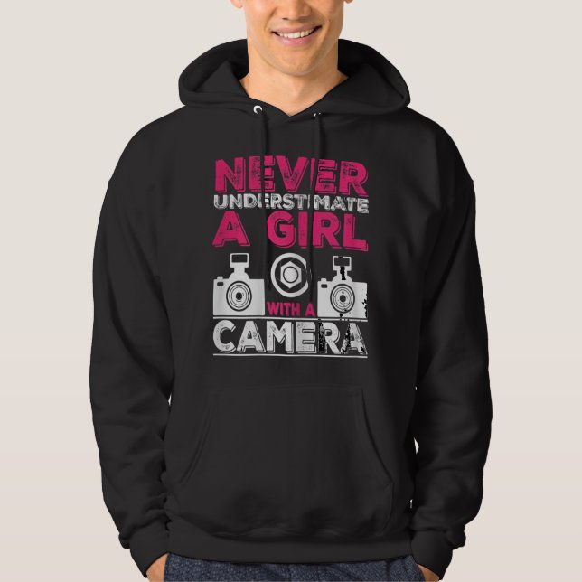 Veste À Capuche Ne jamais sous-estimer une fille avec une caméra - (Devant)