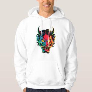 Veste À Capuche Neon Oni Rage - Masque de démons japonais coloré V