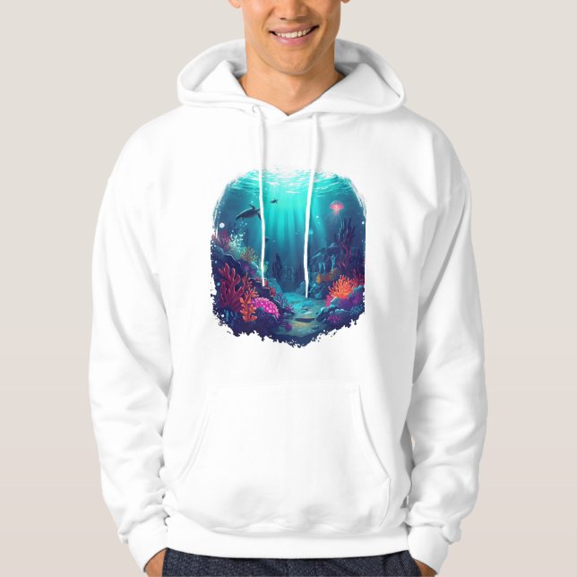 Veste À Capuche Neon Tides – Deep Ocean Kingdom Illustration (Devant)