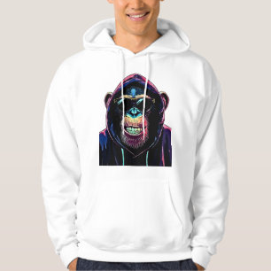 Veste À Capuche Neon Vibe – Chimpanzé Stylé en Capuche et Lunettes