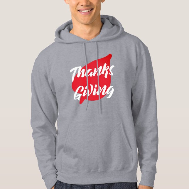 Veste À Capuche Nice Texte Thanksgiving Typographie sur la feuille (Devant)