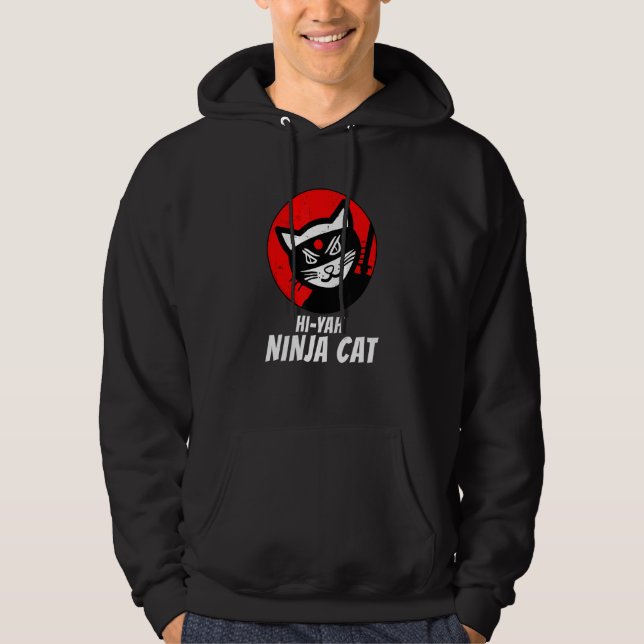 Veste À Capuche Ninja Chat Distressed Tee Pour Chat Meow Katana Ca (Devant)