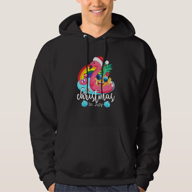 Veste À Capuche Noël En Juillet Flamant rose Rose Hawaiian Summer  (Devant)