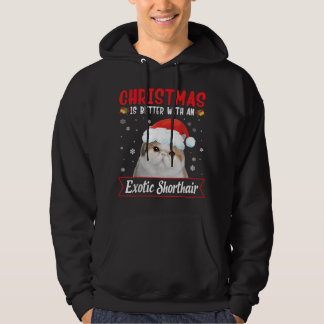 Veste À Capuche Noël Est Meilleur Avec Un Chat Exotique Shorthair 