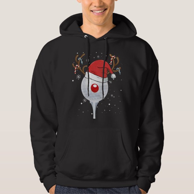 Veste À Capuche Noël Goft Reindeer Funny Santa Hat Golf Lover (Devant)