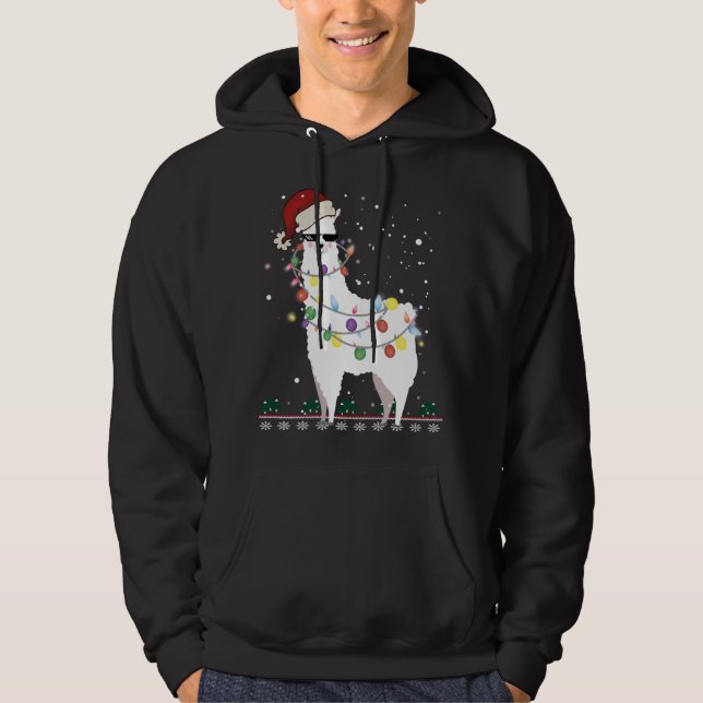 Veste À Capuche Noël Llama Santa Hat Ugly Xmas Arbre Alpaca Gi (Devant)