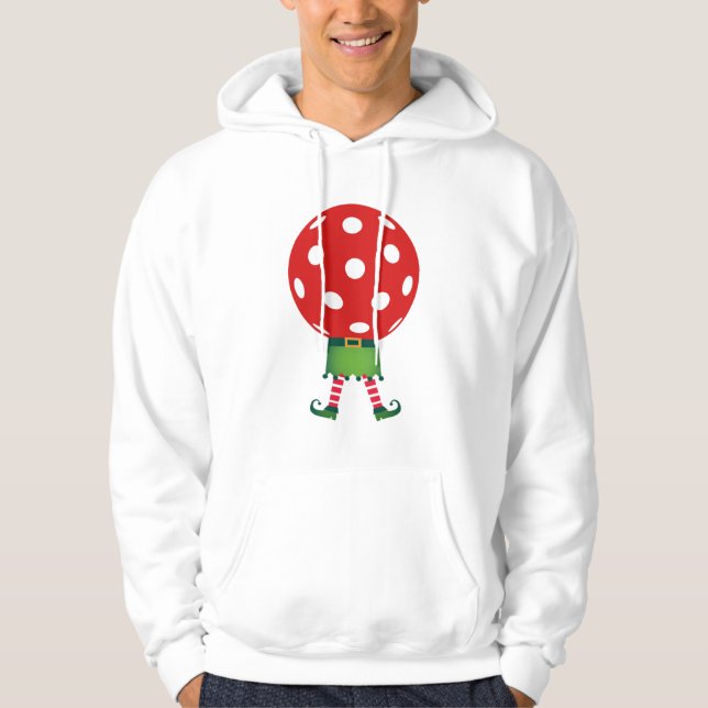 Veste À Capuche Noël Pickleball Sweatshirt Pickleball Elf Rouge (Devant)