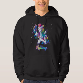 Veste À Capuche Nom ADLEY Personnalisé Rainbow Unicorn Dab personn