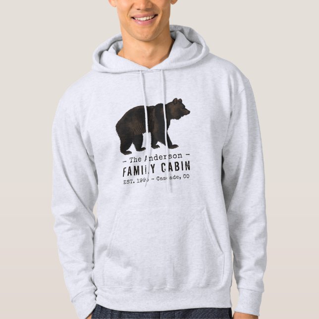 Veste À Capuche Nom de famille Cabine Rustique Brown Ours noir (Devant)
