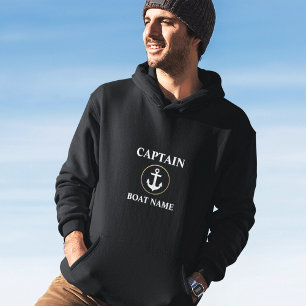Veste À Capuche Nom du bateau du capitaine nautique Ancre Gold Blk