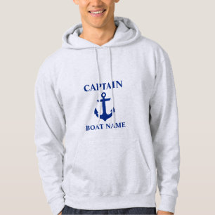 Veste À Capuche Nom du bateau du capitaine nautique Ancre Grey
