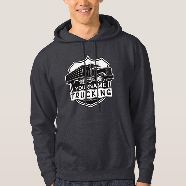 Veste À Capuche NOM personnalisé Camions Big Rig Semi Trucker (Devant)